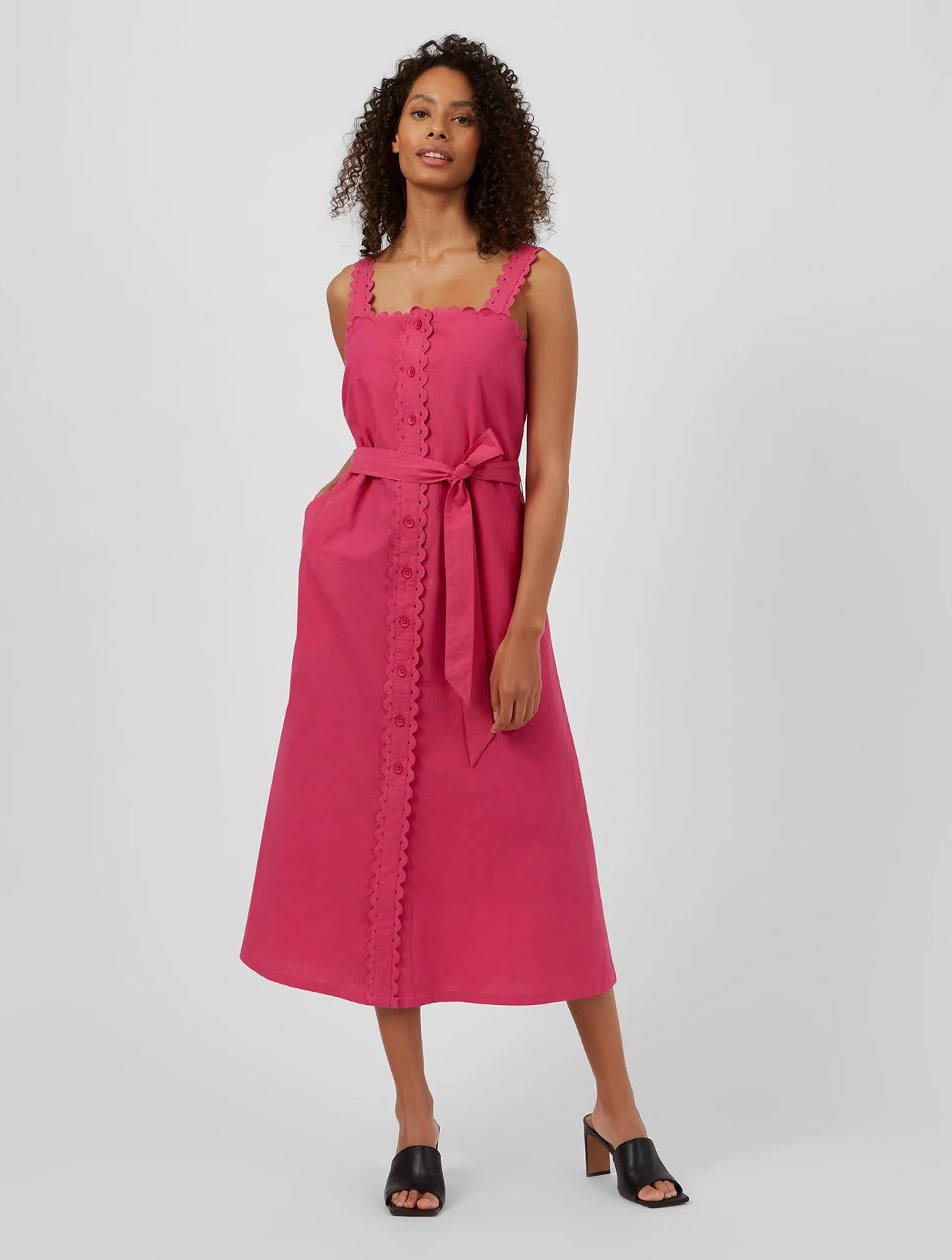 Summer Ric Rac Midi Dress | J1UAN | Magenta