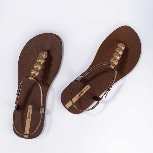 Class Easy On Glow | Flat Sandal | Brown/Gold Glitter