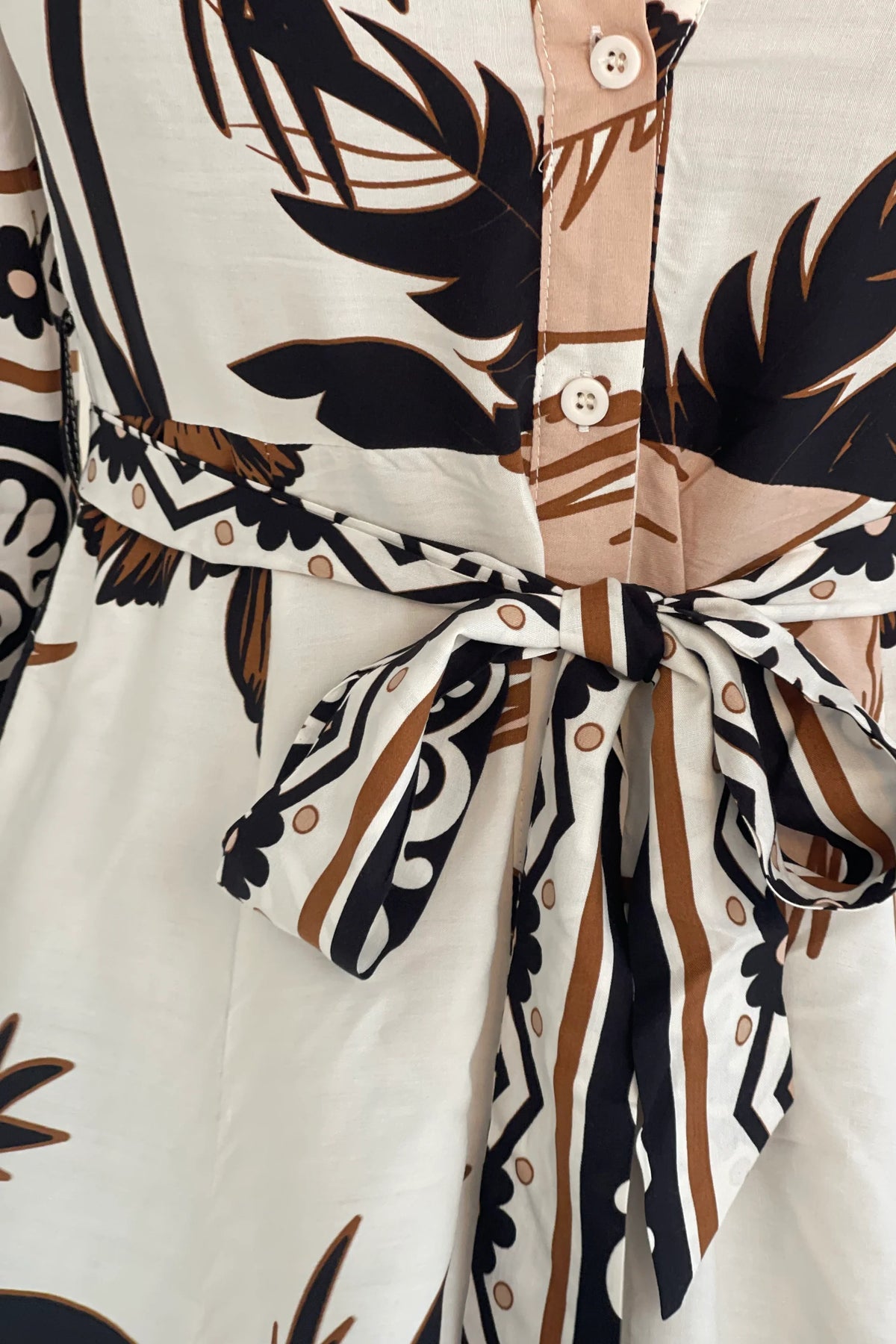 Angela Palm Print Maxi Shirt Dress