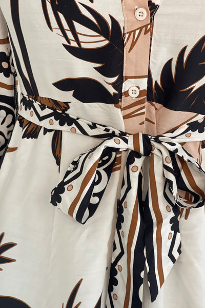 Angela Palm Print Maxi Shirt Dress