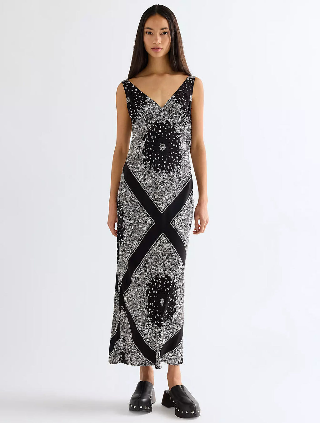 Slim Bias Slip Dress | Faded Black