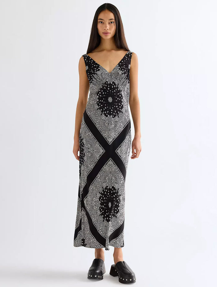 Slim Bias Slip Dress | Faded Black