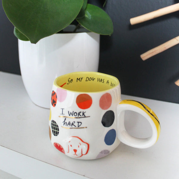 Small Talk 'I Work Hard' Mug
