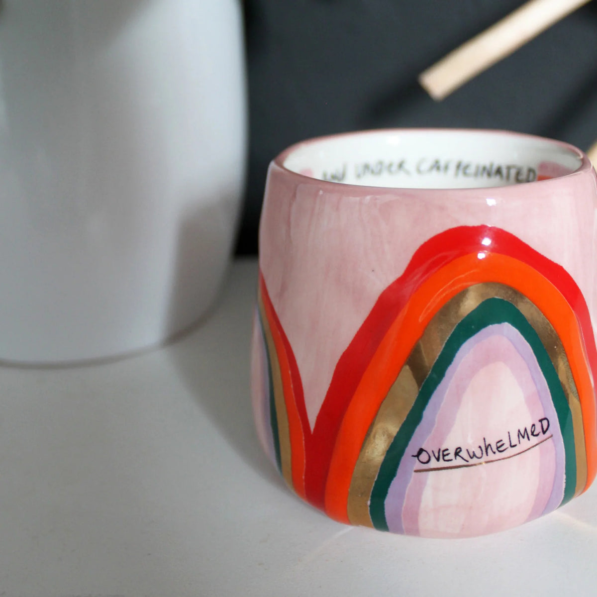 Small Talk 'Overwhelmed' Rainbow Mug