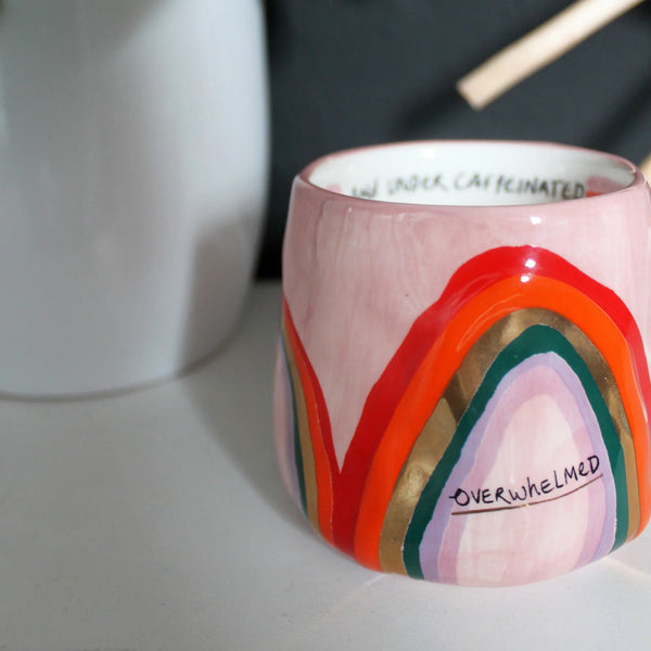 Small Talk 'Overwhelmed' Rainbow Mug