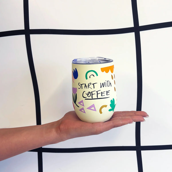 Small Talk Travel Mug | Start with Coffee, End with Wine