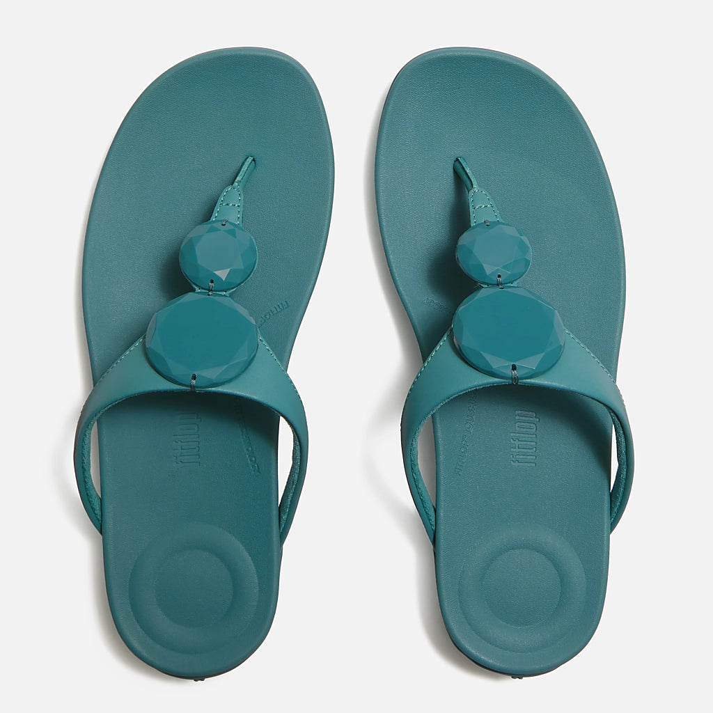 Fitflop|SOLAY Glossy-Disc Toe-Post Sandals Teal