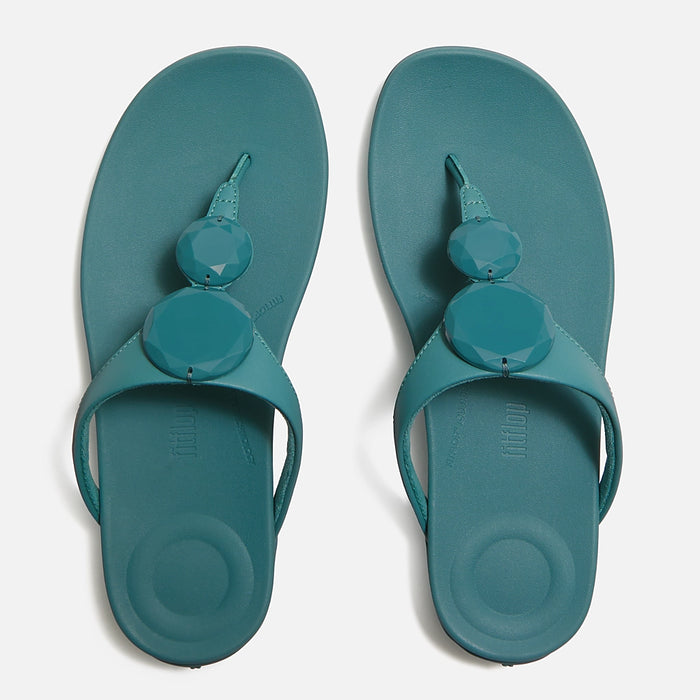 Fitflop|SOLAY Glossy-Disc Toe-Post Sandals Teal