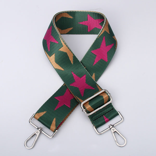 Star Design Bag Strap | Green/Magenta