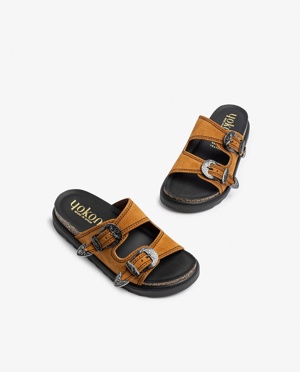 Yokono | Tunez-253 | Slip On Chunky Sandal | Tan