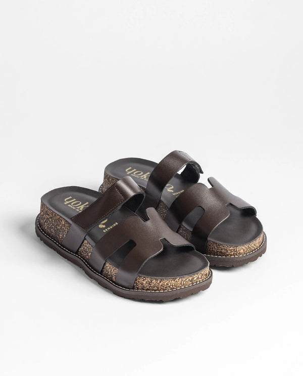 Yokono | Oca-125 | Platform Slip On Sandal | Dark Brown