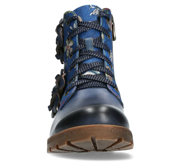 Laura Vita | Cocrailo 47 Floral Ankle Boot | Blue
