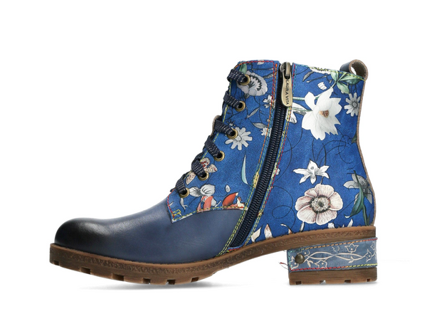 Laura Vita | Cocrailo 47 Floral Ankle Boot | Blue