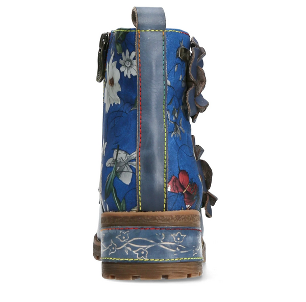 Laura Vita | Cocrailo 47 Floral Ankle Boot | Blue