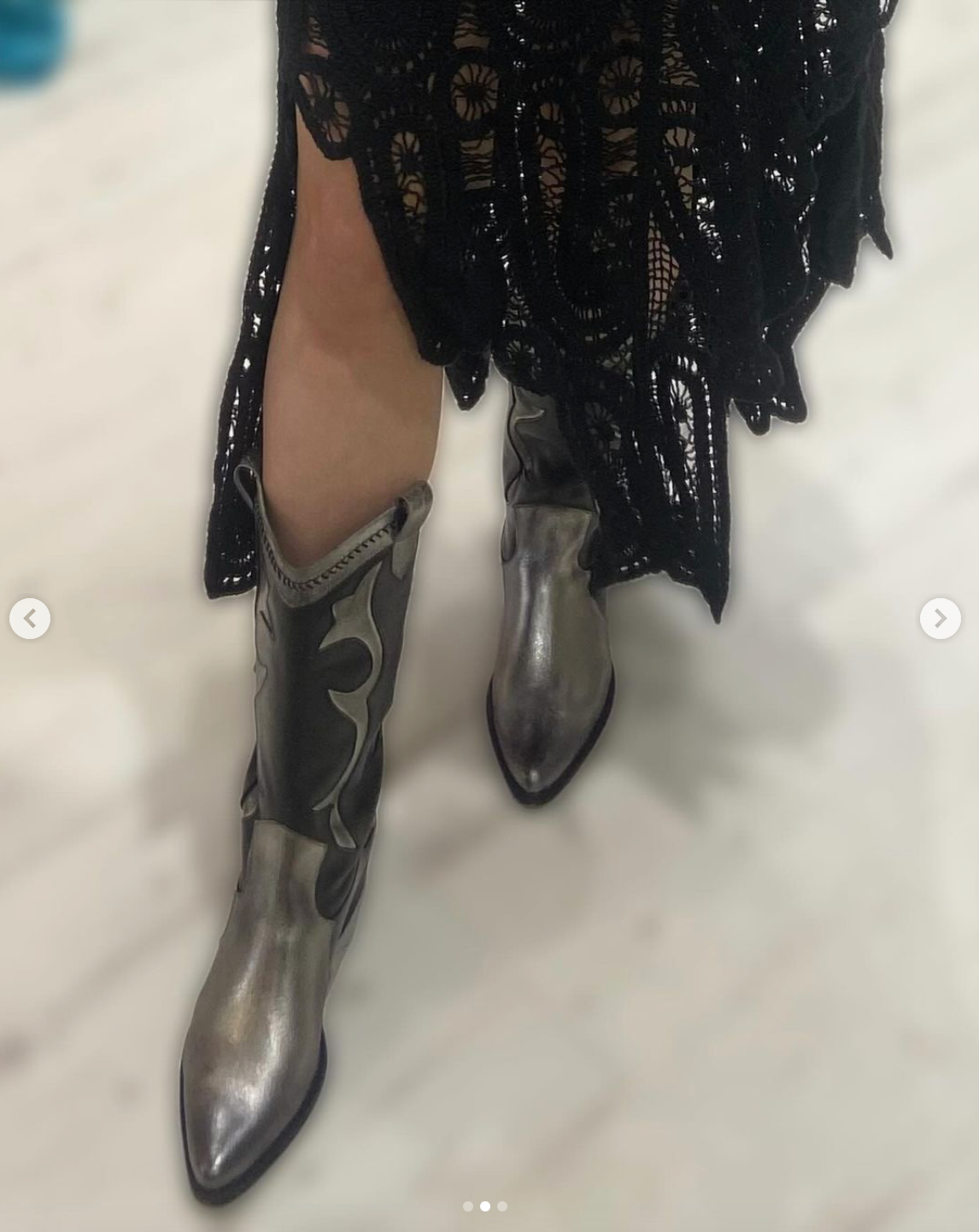 Felmini | Long Two Tone Cowboy Boot | Black/Silver