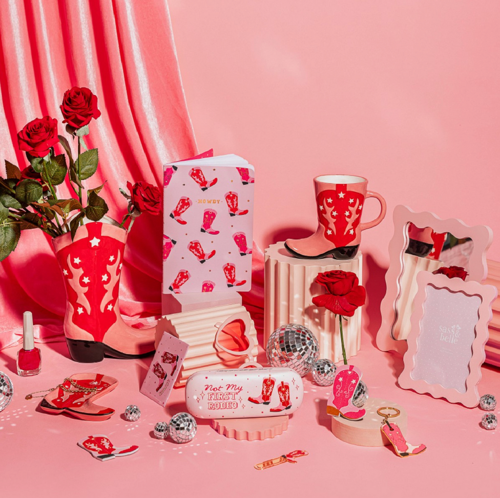 Cowboy Boot Vase | Pink and Red