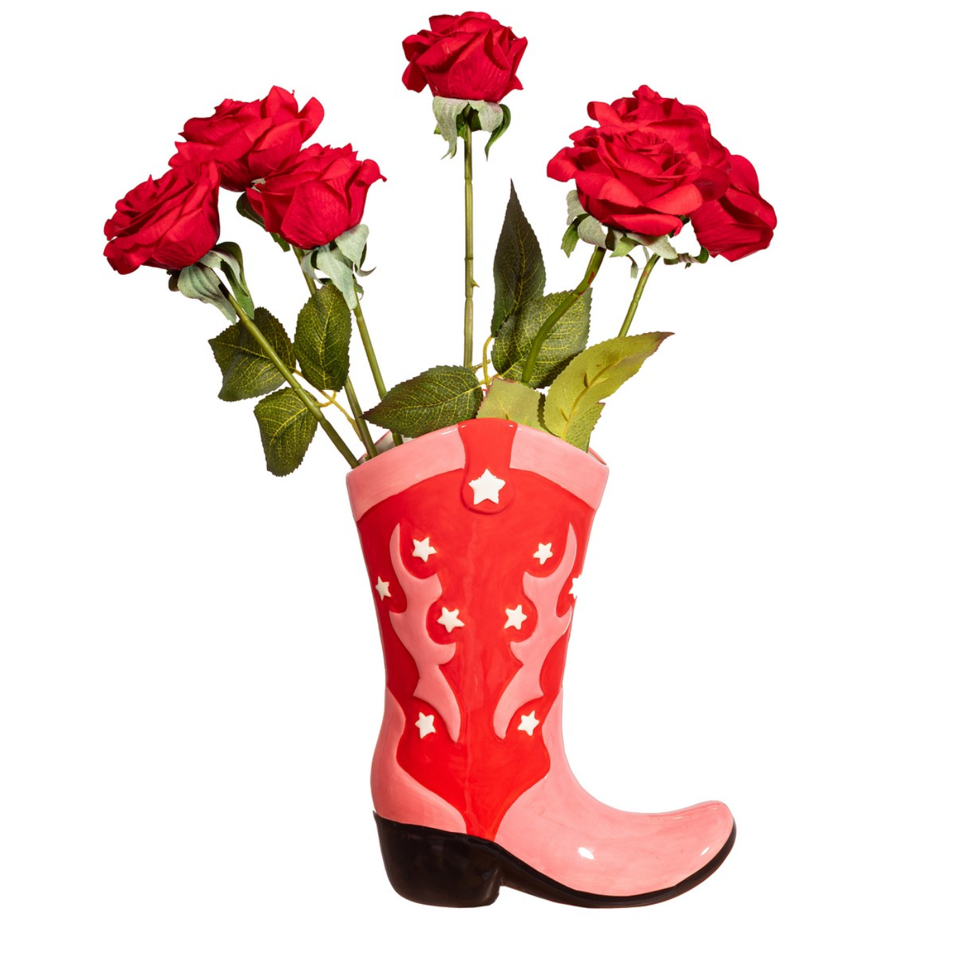 Cowboy Boot Vase | Pink and Red
