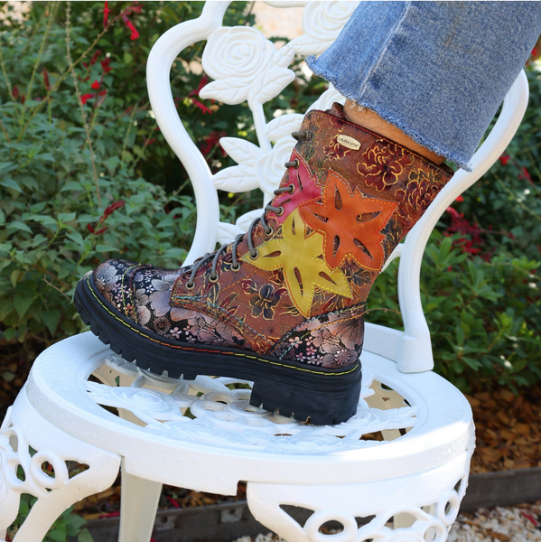 Laura Vita | Kandyo 83 Chunky Lace Up Boot | Brown Multi