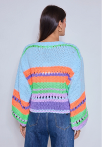 Bright Chunky Knit Striped Sweater | Blue Multi