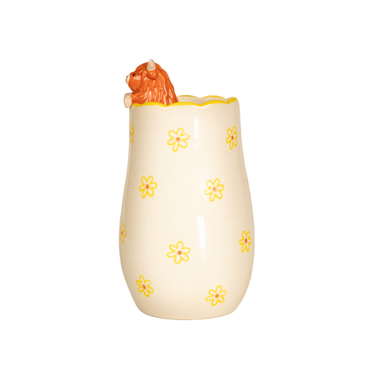 Highland Cow Peeking Vase