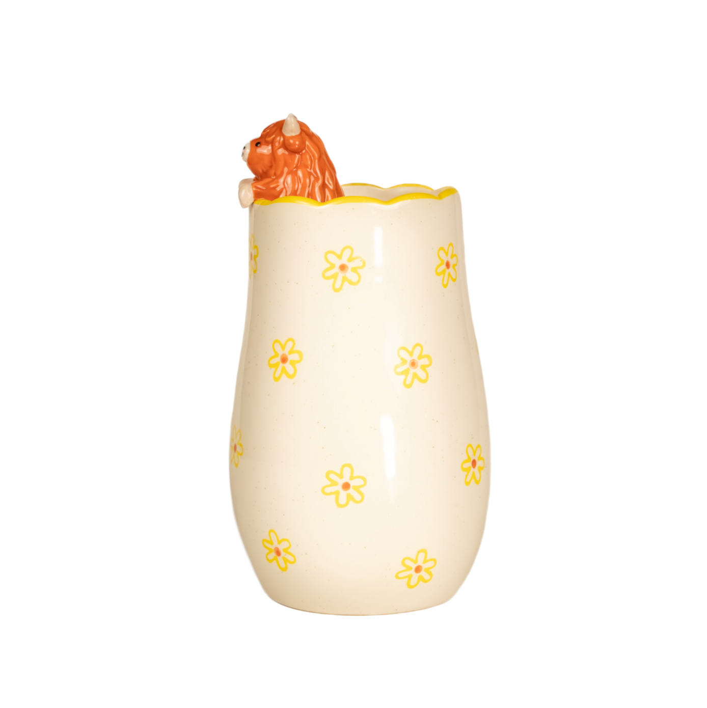 Highland Cow Peeking Vase