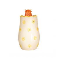 Highland Cow Peeking Vase