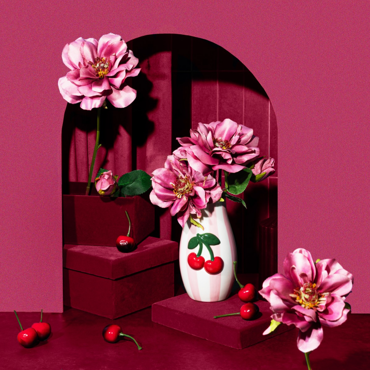 Handpainted Cherry Vase