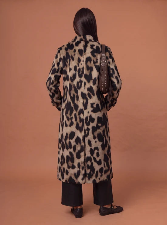 Large Leopard Print Formal Long Coat