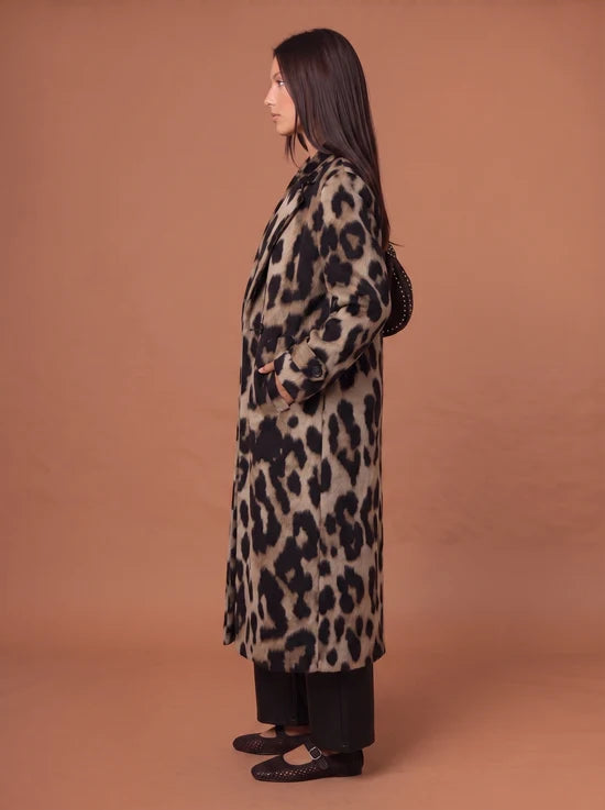 Large Leopard Print Formal Long Coat