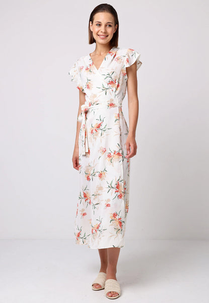 Floral Wrap Maxi Dress | White Multi