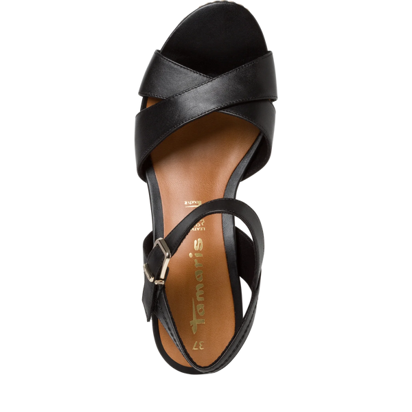 Tamaris | Leather Wedge Sandal 28001 | Black