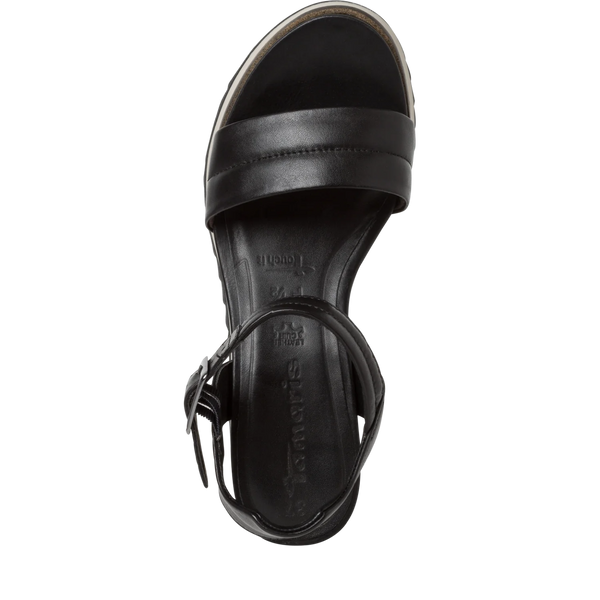 Tamaris | Leather Wedge Sandal 28302 | Black