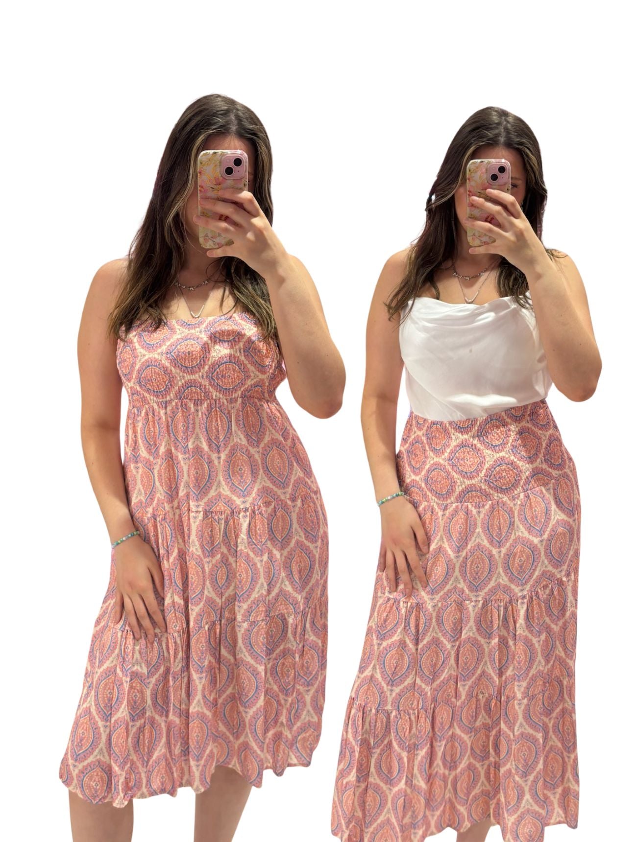Louisa Printed 2-in-1 Dress and Skirt | Dusky Pink Paisley