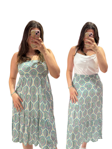 Louisa Printed 2-in-1 Dress and Skirt | Mint Paisley