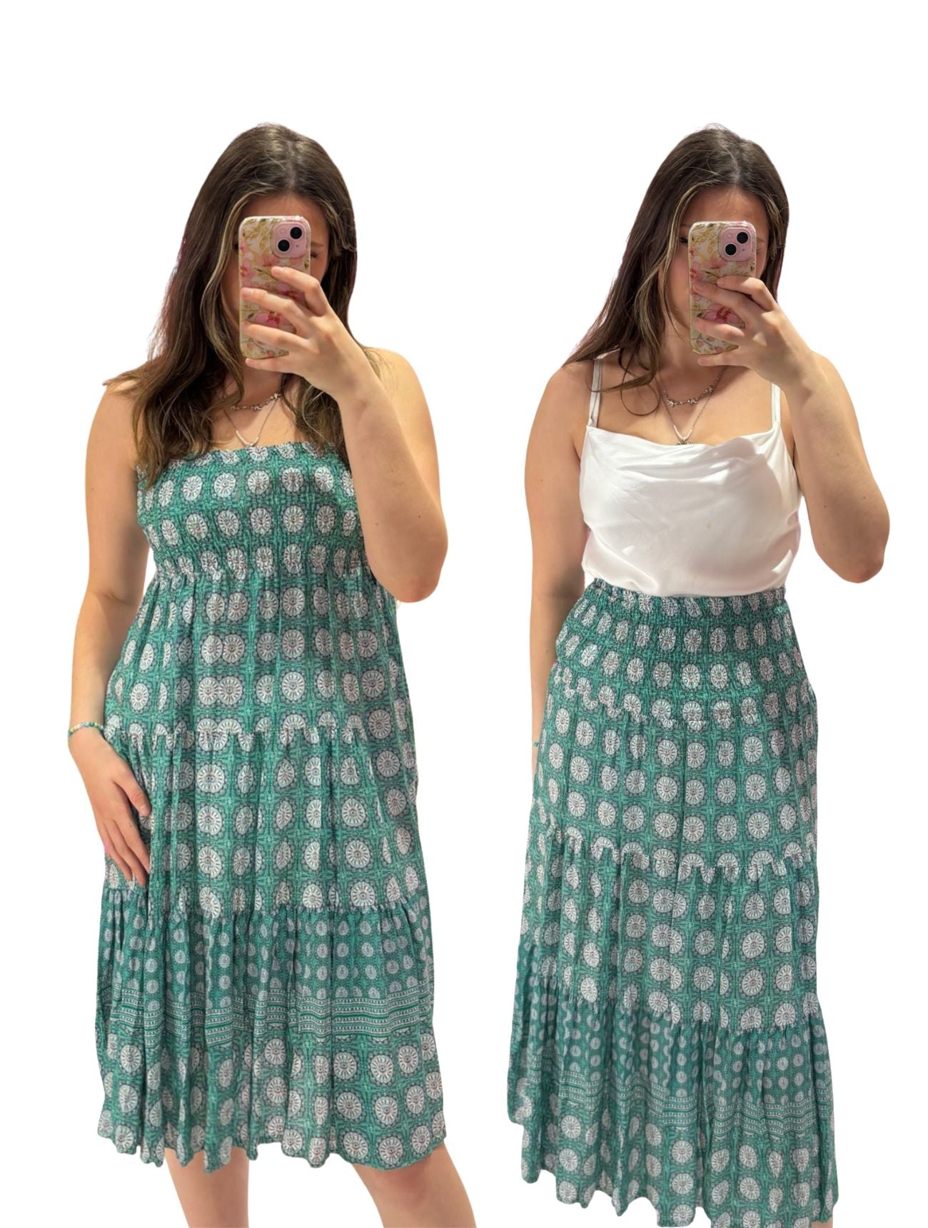 Louisa Printed 2-in-1 Dress and Skirt | Jade Boho Print