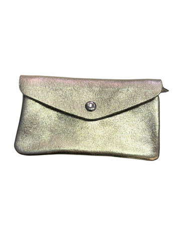 Large Metallic Leather Purse | Gold
