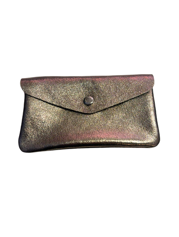 Large Metallic Leather Purse | Bronze