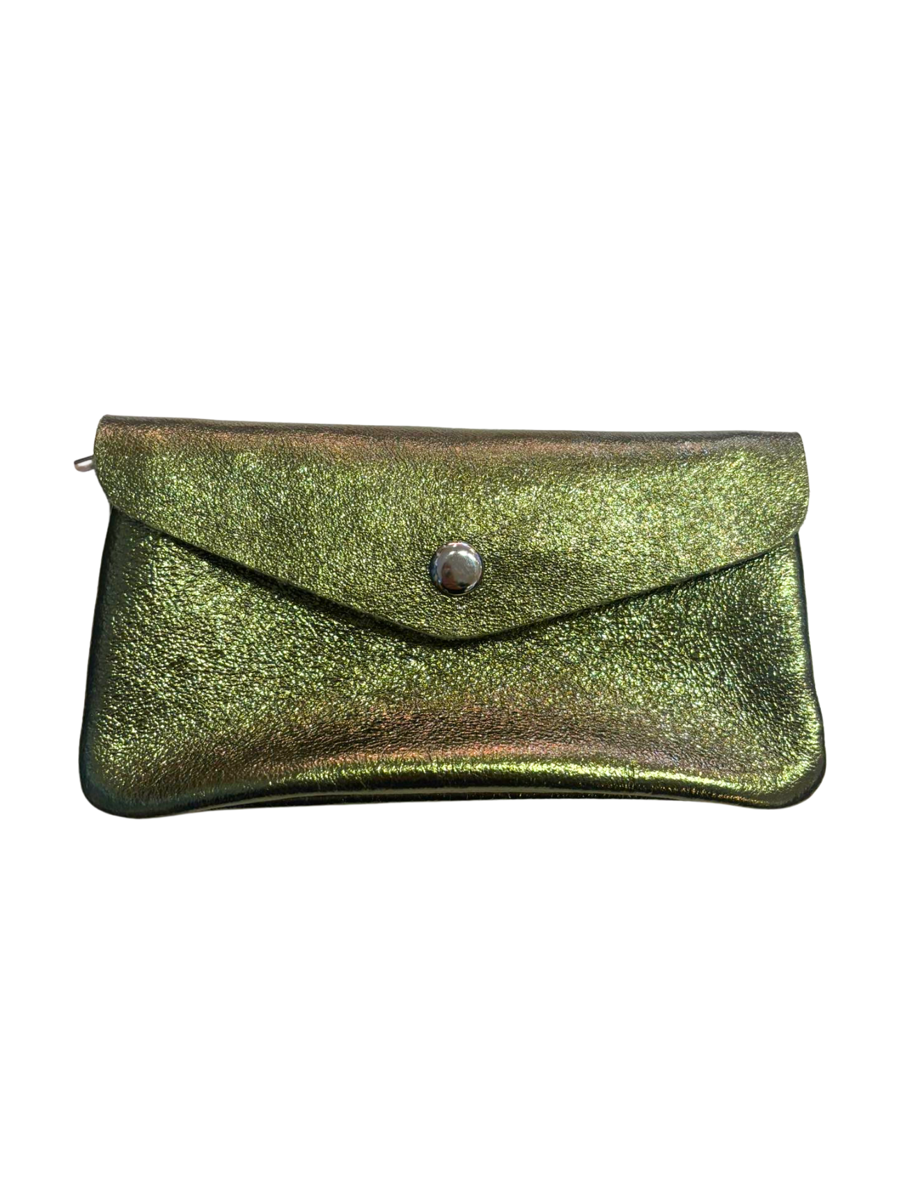 Large Metallic Leather Purse | Lime