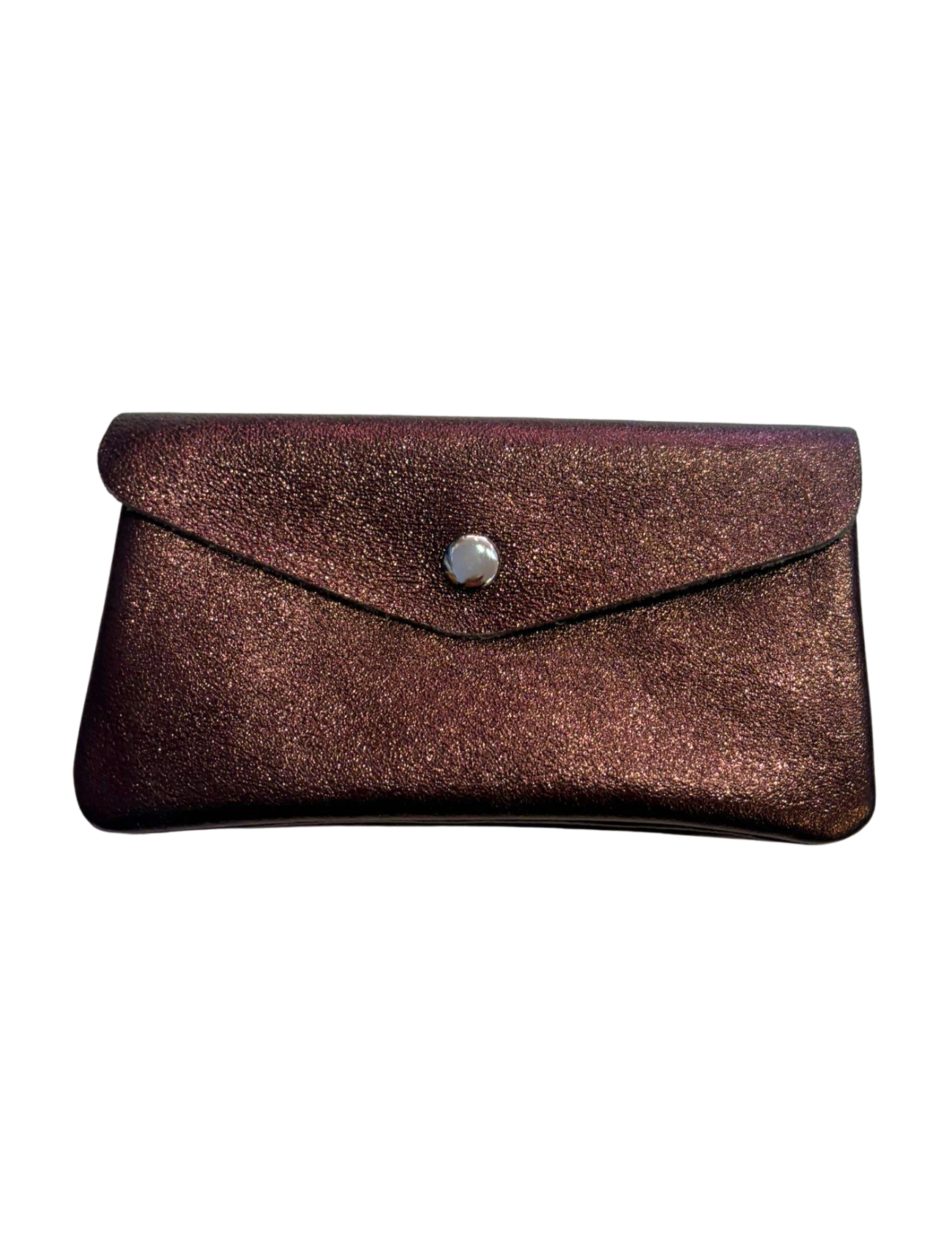 Large Metallic Leather Purse | Brown