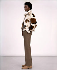 Alice Collins | Connie Faux Fur Cow Print Jacket | Natural
