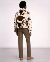 Alice Collins | Connie Faux Fur Cow Print Jacket | Natural