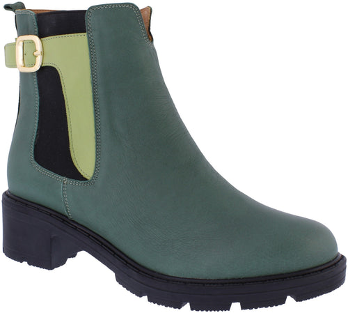 Adesso | Vonda Heeled Ankle Boot | Moss Green Multi