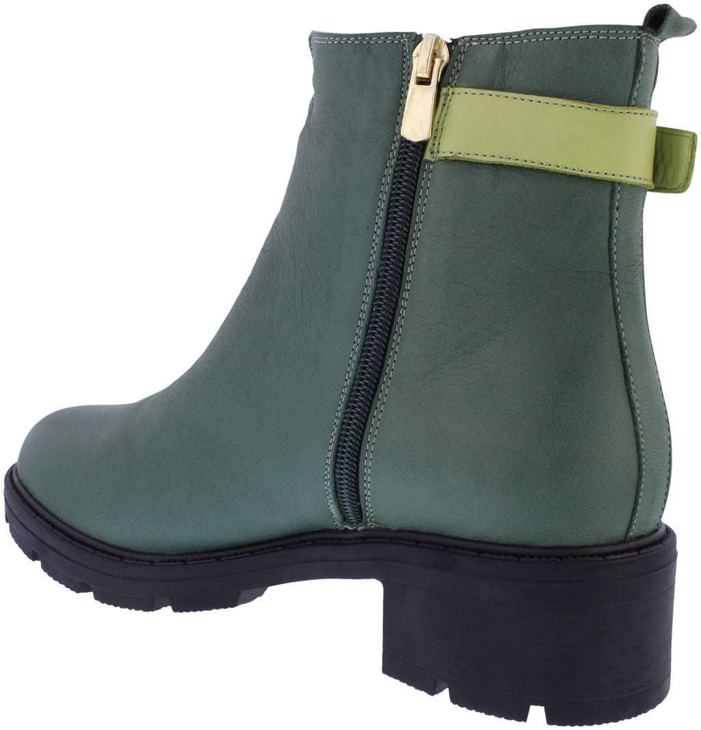 Adesso | Vonda Heeled Ankle Boot | Moss Green Multi