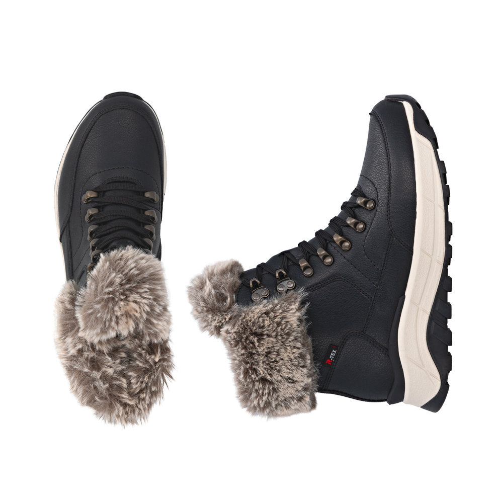 Rieker Tex | W0063-00 Lambswool Lined Walking Boot | Black