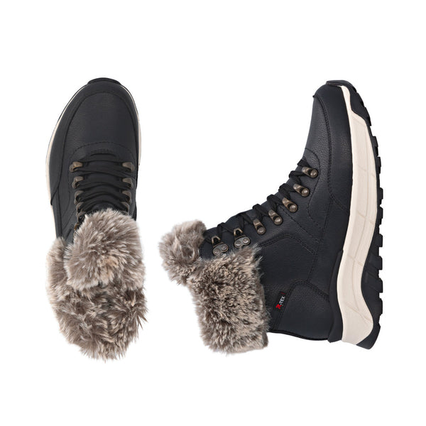 Rieker Tex | W0063-00 Lambswool Lined Walking Boot | Black