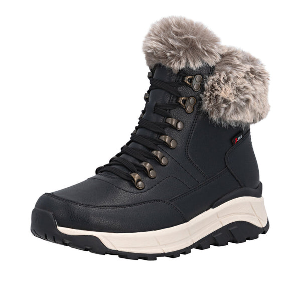 Rieker Tex | W0063-00 Lambswool Lined Walking Boot | Black