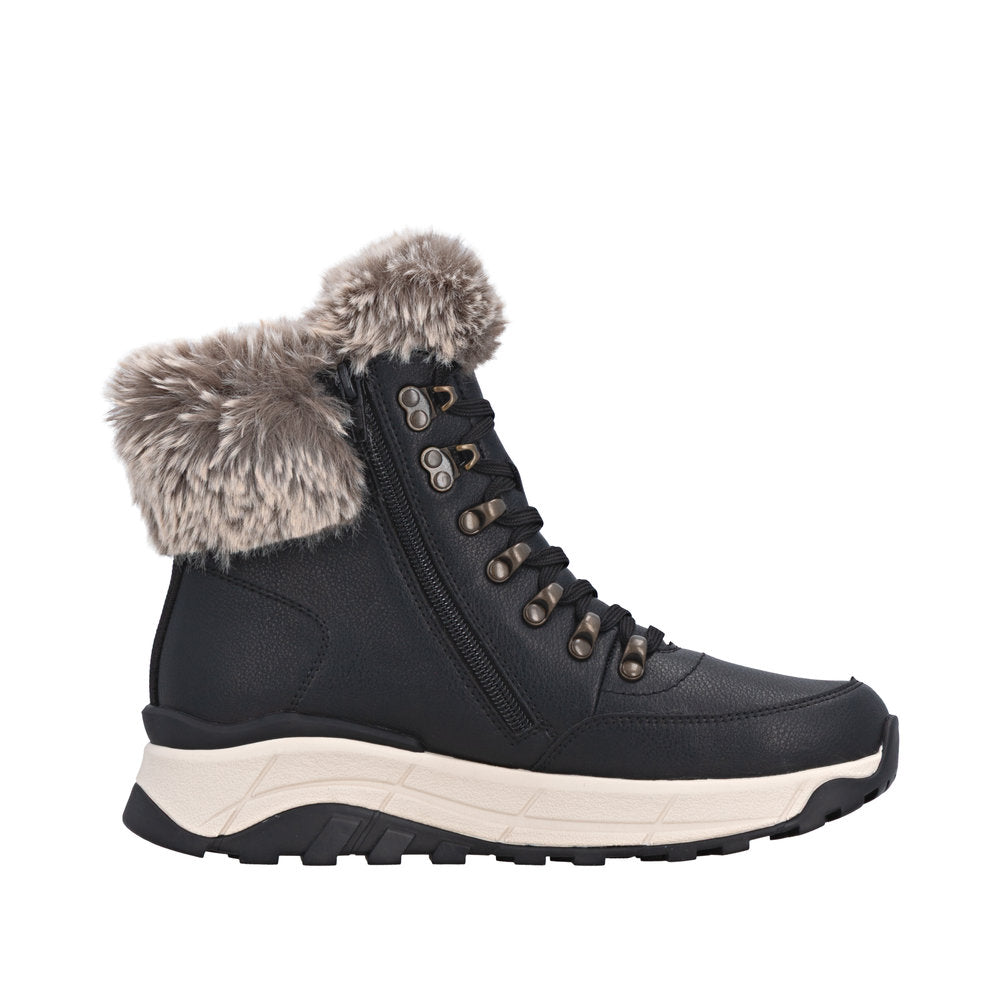 Rieker Tex | W0063-00 Lambswool Lined Walking Boot | Black