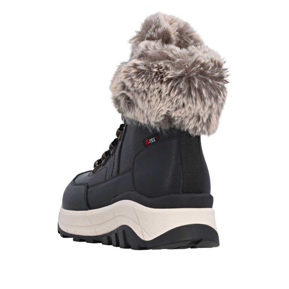Rieker Tex | W0063-00 Lambswool Lined Walking Boot | Black