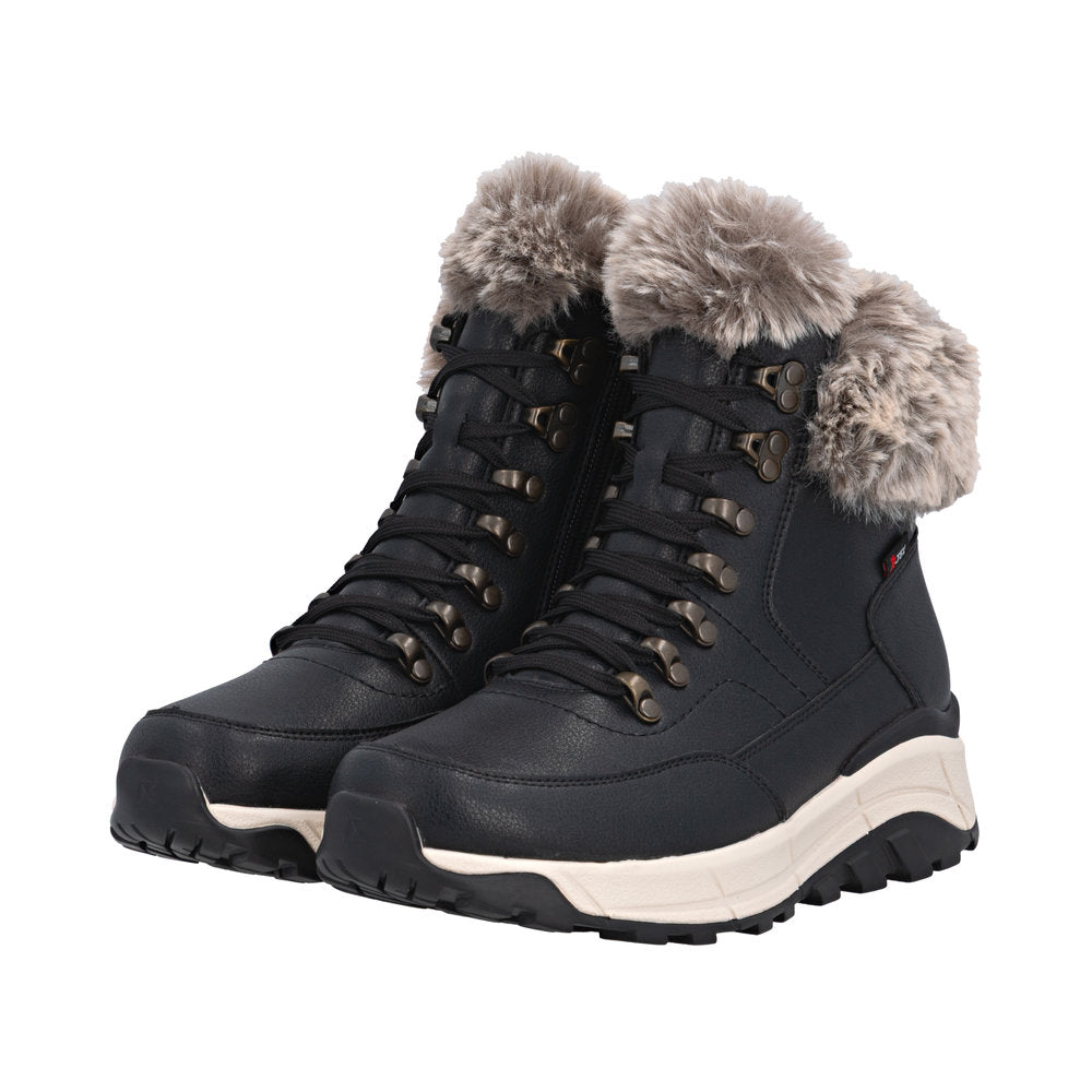 Rieker Tex | W0063-00 Lambswool Lined Walking Boot | Black