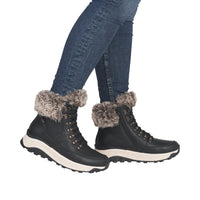 Rieker Tex | W0063-00 Lambswool Lined Walking Boot | Black